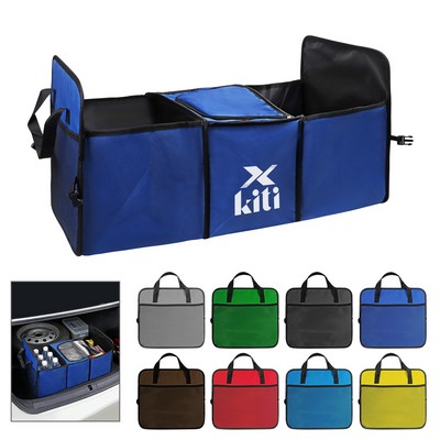 Large Collapsible Car Trunk Organizer W/ Cooler Bag