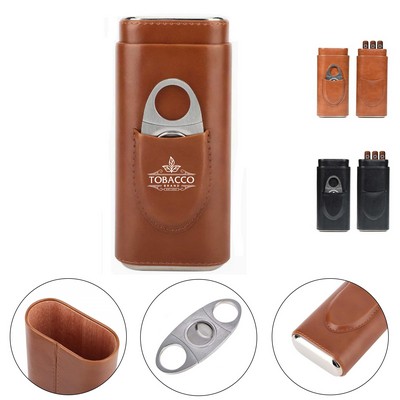 Leather Cigar Case With Cutter