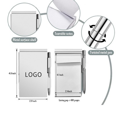 Mini Aluminum Alloy Notepad W/ Pen