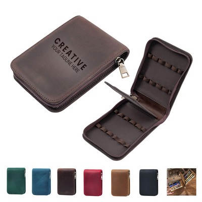 Genuine Leather 12 Slots Pen Case/Organizer