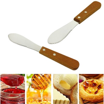 Serrated Spreader Spatula Knife with Wooden Handle
