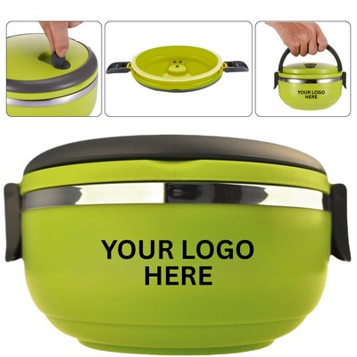 Round Stainless Steel Lunch Box With Dual Handle