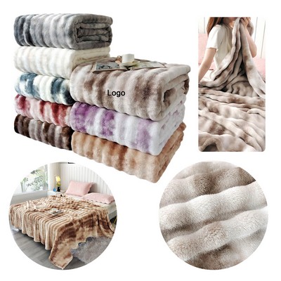 Plush Warm Soft Bubble Velvet Printed Gradient Throw Blanket