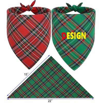 Christmas Bandana Classic Plaid Triangle Dog Scarf