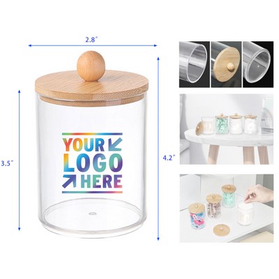 Clear Plastic Canister Jar with Bamboo Lid