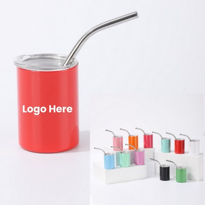 3 OZ Mini 304 Stainless Steel Tumbler with Straw