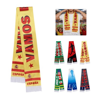 Double Side Custom Satin Scarf W/ Tassel for World Cup Fans
