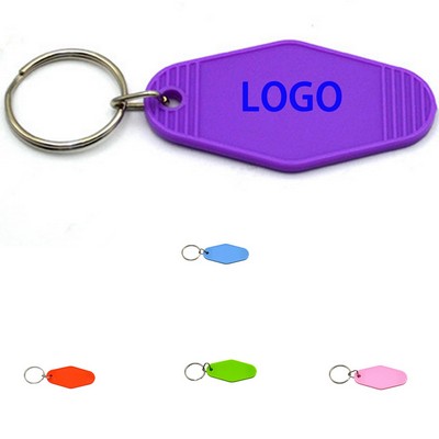Vintage Rhombus Motel Key Tag With Metal Ring