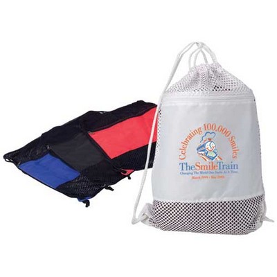 Drawstring 2 Tone Casual Mesh Backpack