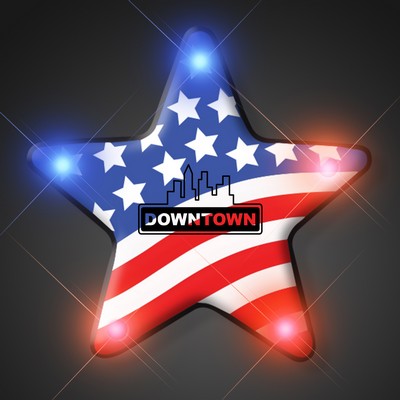 USA American Flag Star Flashing Pin