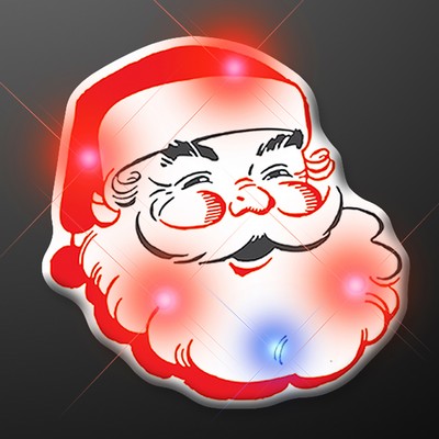 Light Up Flashing Classic Santa LED Pin - BLANK