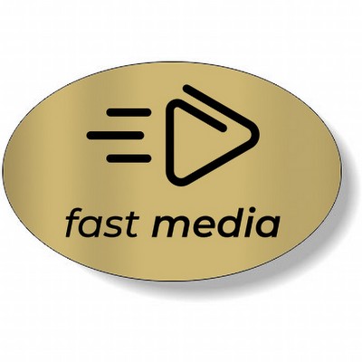 Dull Gold Foil Paper Flexo-Printed Stock Oval Roll Labels (1.625"x2.5")