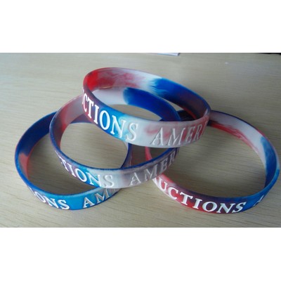 1/2" Multi-Color Silicone Wristband with Color Fill