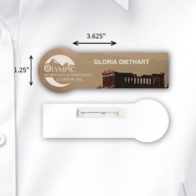 Laminated Personalized Name Badge (1.25"x3.625") Rectangle w/Round End