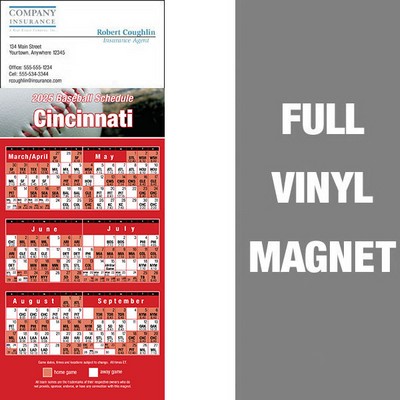 Cincinnati Pro Baseball Schedule Vinyl Magnet (3 1/2"x8 1/2")