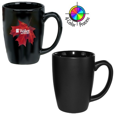 14 Oz. Satin Black Tall Bistro Challenger Mug - Dishwasher Safe - Full Color Process