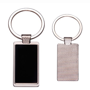 Rectangle Metal Key Chain w/Dark Reflective Center