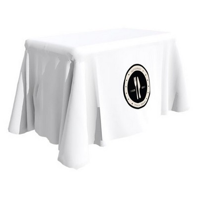 8ft White Table Cover w/ Front Logo (8'x30"x29")