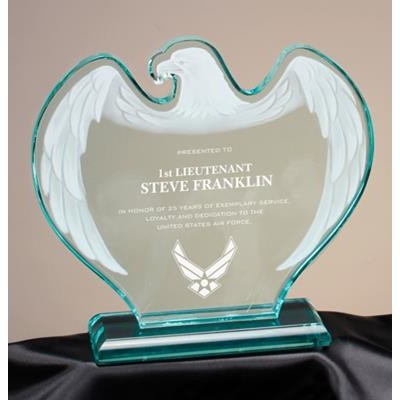 Frosted Acrylic Eagle - Clear/Jade Frost - 6-5/8" x 7-1/4"