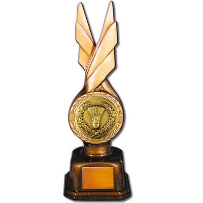 Stock Phoenix 9" Trophy with 2" Badminton Coin and Engraving Plate