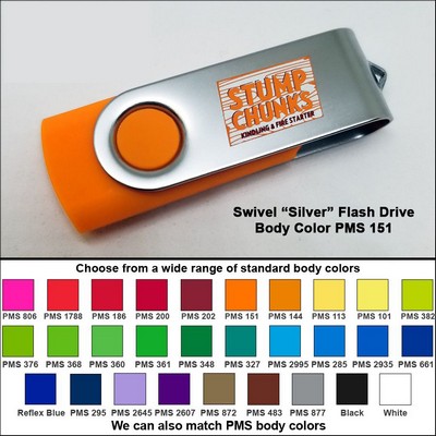 Swivel Flash Drive - 128 MB Memory - Body PMS 151 Orange