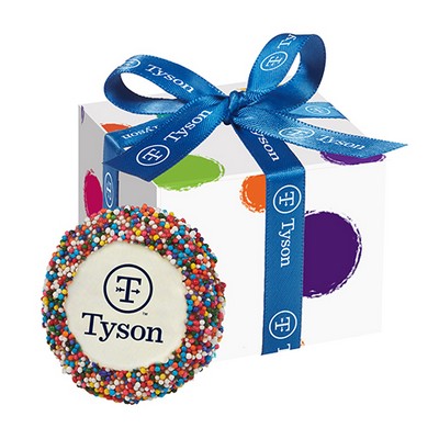 Custom Chocolate Covered Oreo® Favor Box - Rainbow Nonpareil Sprinkles