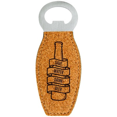 4 5/8" Cork Leatherette Bottle Opener w/Magnet