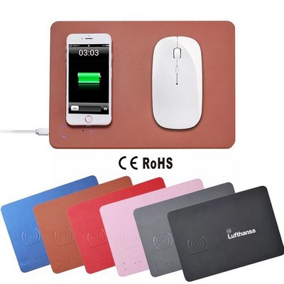 Ultra-Slim Leather Qi Wireless Charging Pad Mouse Mat