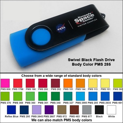 Swivel Black/Blue Flash Drive (128 MB Memory) Body PMS 285