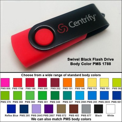 Swivel Black/Red Flash Drive (256 MB Memory) Body PMS 1788