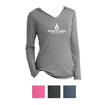 District Made® Women's Hooded Long-Sleeve V-Neck Tee