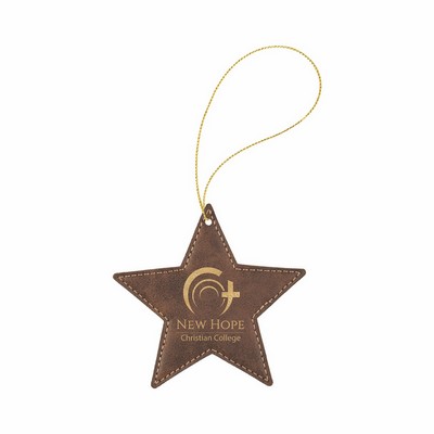 Rustic/Gold Leatherette Star Ornament