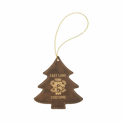 Rustic/Gold Leatherette Tree Ornament