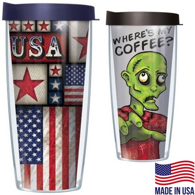 24 oz. Full Color Tumbler, Crystal Styrene Double Wall Mugs