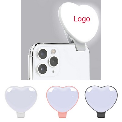 Rechargeable Cell Phone Heart Shaped Light 3 Tones with 114 LED Beads Makeup Light for Selfie