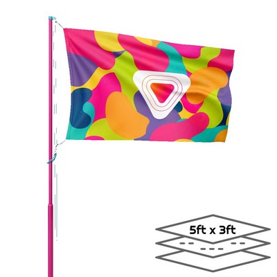 Double-Sided Dye Sublimation 3-Layer 5ft*3' Flag