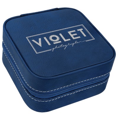 Blue/Silver Leatherette Travel Jewelry Box