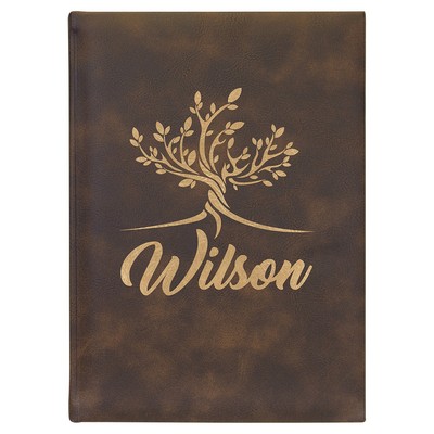 7" x 9 3/4" Rustic/Gold Leatherette Sketch Book-Unlined Paper