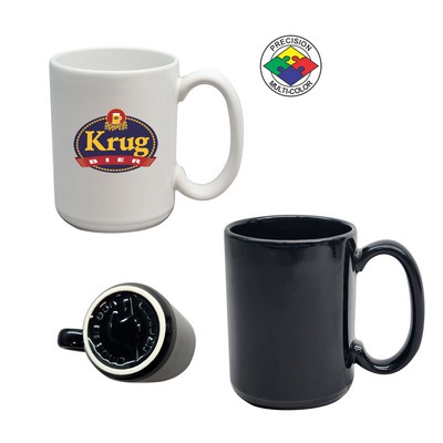 15 Oz. Vitrified Black USA El Grande Mug (Screen Printed)