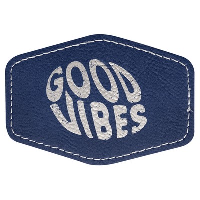 3-1/2"x2-1/2" Hexagon Patches, Blue/Silver Laserable Leatherette