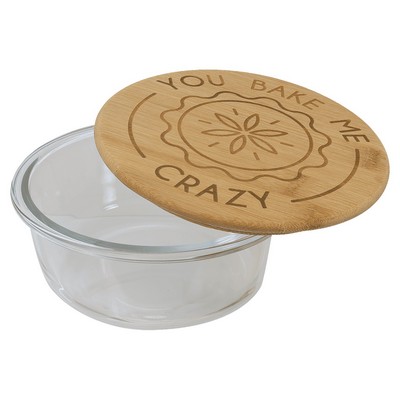 21 oz. Round Glass Container with Bamboo Lid