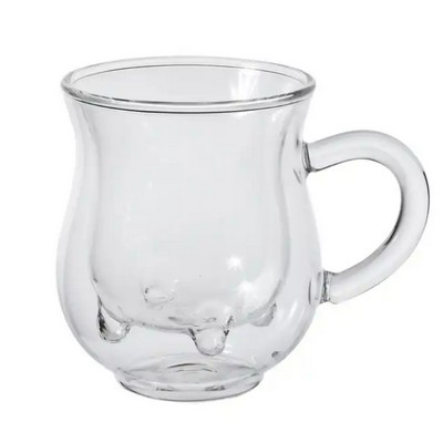 8oz Double Wall Glass Tea Coffee Cup With Handle