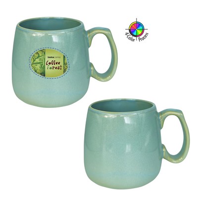 15 Oz. Antique Aqua Heirloom Reaction Glaze Mug - Dishwasher Safe - Full Color Process