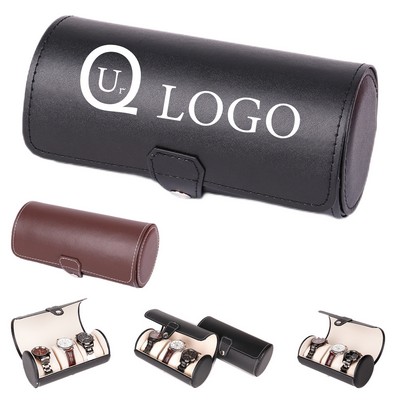 Cylinder Leather Watch Box