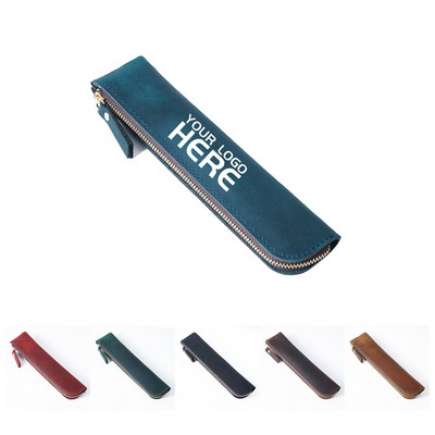 Retro Genuine Leather Pencil Case