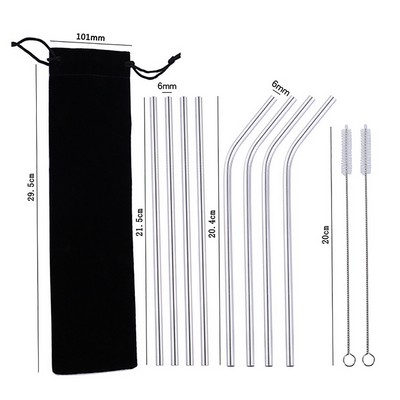 10-Piece Stainless Steel Straw Set