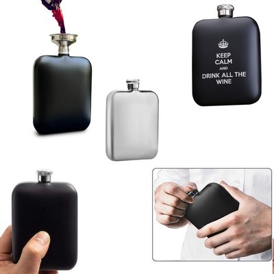 6 Oz. Black Round Corner Stainless Flask