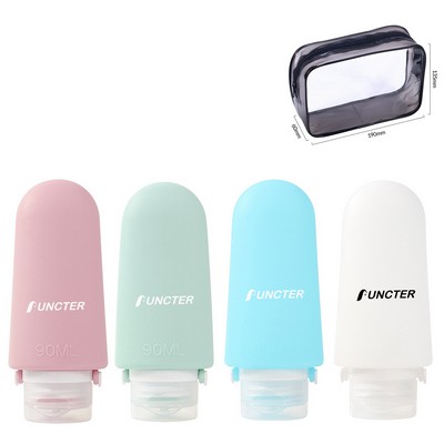 4 Pack Travel Bottles for Toiletries, 3oz Portable Refillable Liquid Containers W/Handle