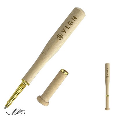Wooden Barrel Baseball Bat Pen With Cap