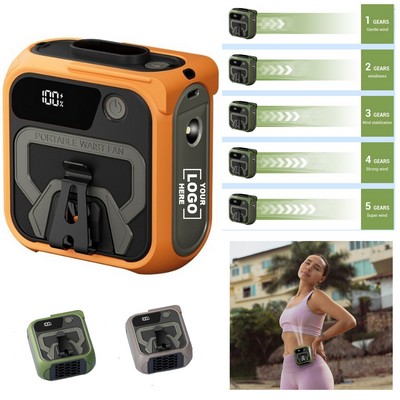 Portable Waist Clip Fan 10000mAh Wearable Belt Personal Fan.